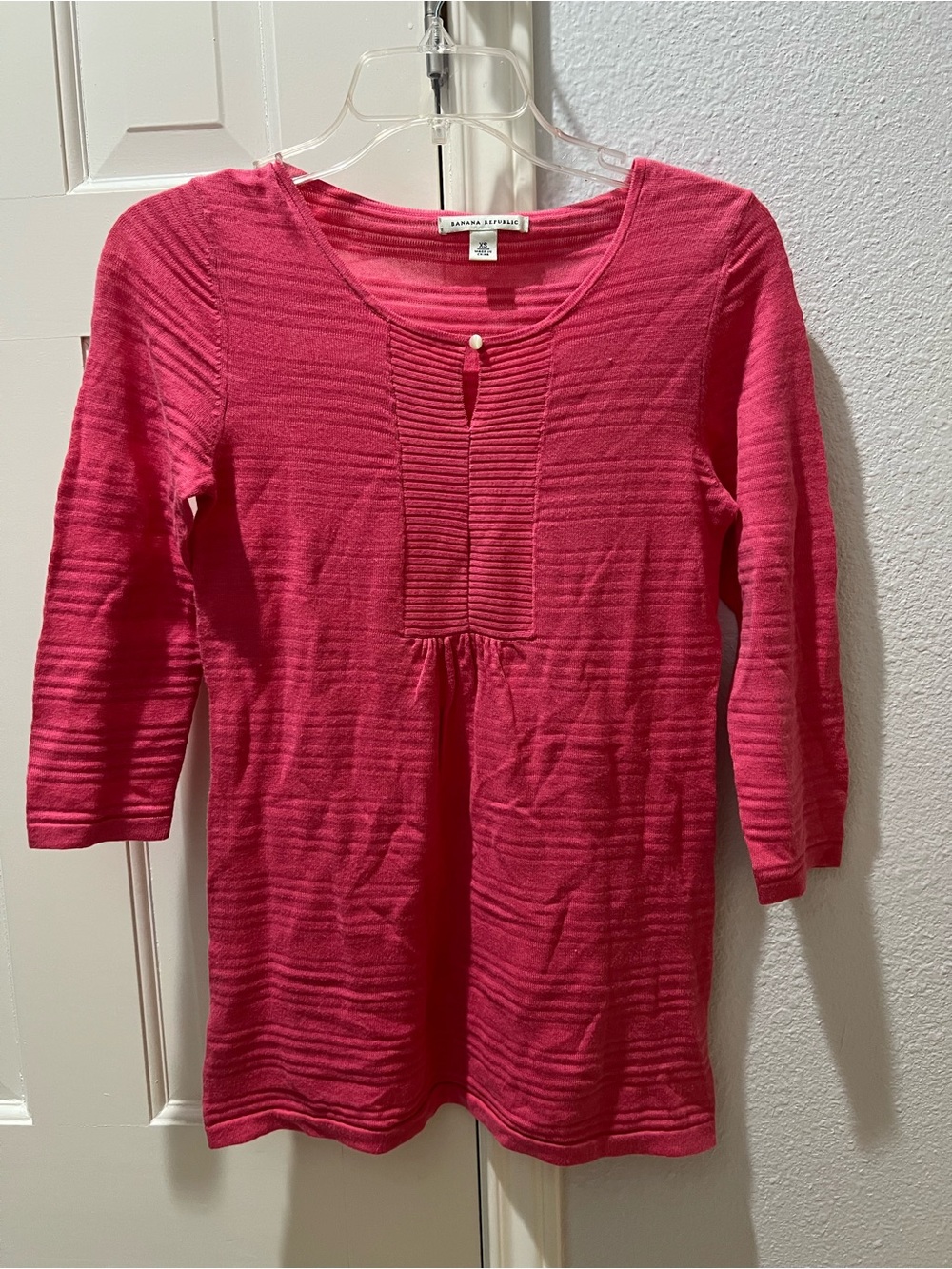 Banana Republic Women's Raspberry Pink Rib-Detail Knit Tunic Size XS